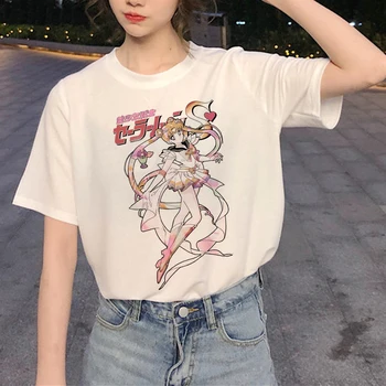 Sailor Moon Harajuku Ullzang T Shirt Ženy Kawaii Estetické T-shirt 90. rokov Grafické kórejský Štýl Vtipné Tričko Anime Top Tees Žena