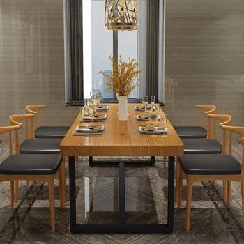 Nordic masívneho dreva jedálenský stôl domov obývacia izba obdĺžnikový železa jedálenský stôl reštaurácia reštaurácia praktický jedálenský stôl