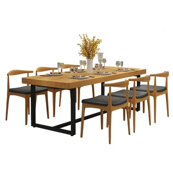 Nordic masívneho dreva jedálenský stôl domov obývacia izba obdĺžnikový železa jedálenský stôl reštaurácia reštaurácia praktický jedálenský stôl