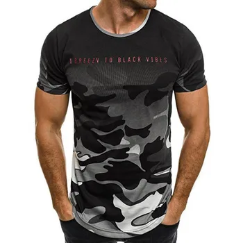 Móda Mužov Slim-Krátke rukávy t-shirt Osobnosti Kamufláž Mužov Bežné t-shirt harajuku Mužské Oblečenie camiseta masculina