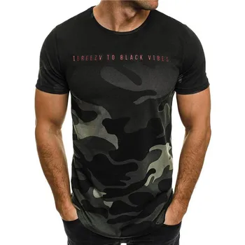 Móda Mužov Slim-Krátke rukávy t-shirt Osobnosti Kamufláž Mužov Bežné t-shirt harajuku Mužské Oblečenie camiseta masculina