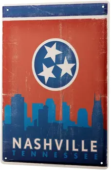 OD roku 2004 Tin Prihlásiť Plechu Dekoratívne Prihlásiť Domova Plakety Retro Wall Art Metropole Nashville Tennessee plech na opasok 8x12