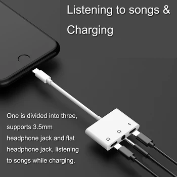 Vhodné pre Apple 3 v 1 slúchadlá puls adaptér kábel 3,5 mm audio 2 v 1 konverzie hlavu počúvanie skladby splitter