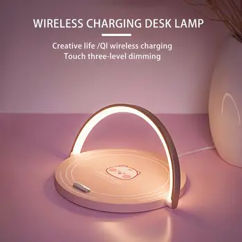 Dotyk Stmievateľné LED Nočné Svetlo USB Stolná Lampa Mobilný Telefón QI Bezdrôtové Nabíjanie Telefónu Držiteľa Nočná Lampa Vianočné Dieťa Darček
