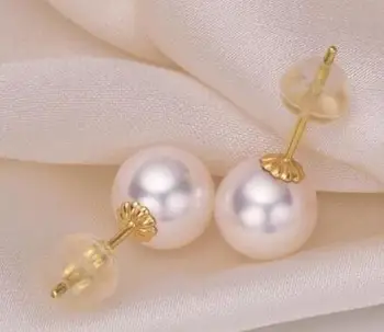 Dobrý>>>>ušľachtilý šperky pár 12-13mm kolo south sea white pearl náušnice 18k