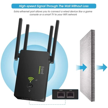 AC1200Mbps Bezdrôtový Wifi Opakovač Dual Band Router 2.4/5G Wi-Fi Extender WiFi Signálu Bezdrôtovej siete Booster-Plug NÁS