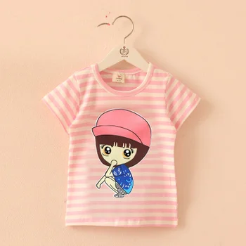 Dieťa prúžok Krátky rukáv T-shirt 2021 Letné šaty, Nové kórejská verzia Dievčatá, detské oblečenie dieťa krásne kabát