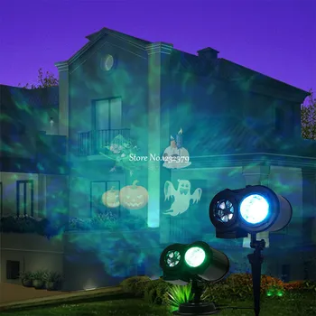 2 V 1 Vzor Projektor Svetlá s 12pcs Film Vzory, Farebné Vody Vlna Lampa Krajiny Svetlo Pre Xmas Party, Svadobná Výzdoba