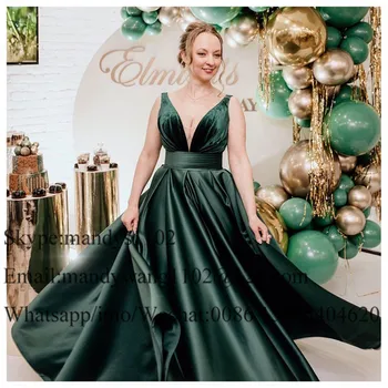 Smaragdovo Zelená Dlhé Šaty Ples 2020 Sexy tvaru Večerné Šaty pre Ženy Backless Junior Vysokej Maturitné Šaty Lacné Pod 100