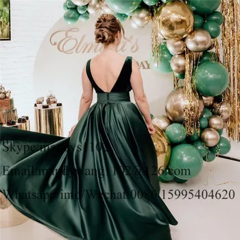 Smaragdovo Zelená Dlhé Šaty Ples 2020 Sexy tvaru Večerné Šaty pre Ženy Backless Junior Vysokej Maturitné Šaty Lacné Pod 100