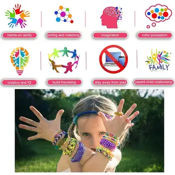32 mriežky rainbow gumička ručné pletenie zariadenie DIY gumy nastaviť kapela tkaný náramok farebné puzzle detí W5N7