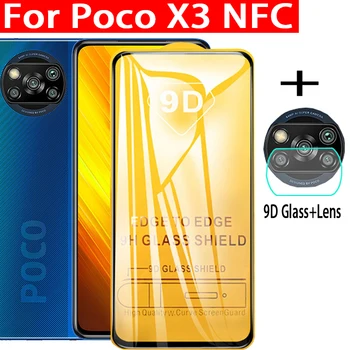 9D plný lepidlo Poco X3 ochranné sklo displeja pre Xiao Poco X3 NFC objektív fotoaparátu chránič pocophone pocofone X 3 tvrdené film