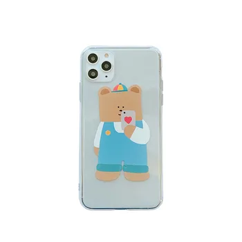 Kórea selfie medveď roztomilý Telefón puzdro Pre iPhone 11 Pro Max XR XS Max X 7 7Plus 8 Plus prípade silikónový kryt pre iPhone 7 8 plus prípade