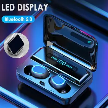 Mini Slúchadlá Bluetooth 5.0 F9-5 TWS Pravda, Bezdrôtová Light2000mAh Výkon Bluetooth LED Headset Displej Slúchadlá Dýchanie Banka W6M4
