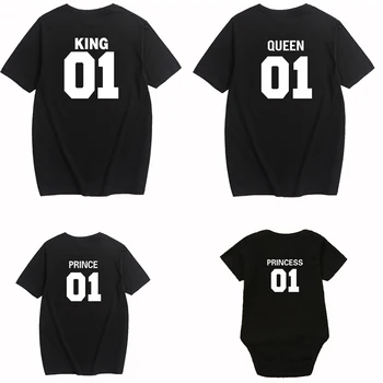Bavlna Zodpovedajúce Rodiny Košele Rodiny Zodpovedajúce Oblečenie Zodpovedajúce Otec, Matka, Dcéra, Syn, Detské Oblečenie T-shirt Kráľ, Kráľovná Tričko