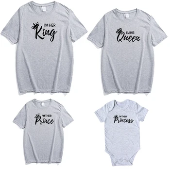 Bavlna Zodpovedajúce Rodiny Košele Rodiny Zodpovedajúce Oblečenie Zodpovedajúce Otec, Matka, Dcéra, Syn, Detské Oblečenie T-shirt Kráľ, Kráľovná Tričko