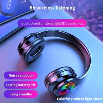 Farebné Bezdrôtové Bluetooth Stereo Slúchadlá Skladacia Herné Slúchadlá Music Headset Nastaviteľné Slúchadlá S Mikrofónom TF Karty