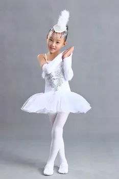 90-165cm Dance Trikot Dievčatá Balet Tutu White Swan Lake Kostým Baletné Oblečenie Detí Fáze Výkonu Tanec Doprava Zadarmo