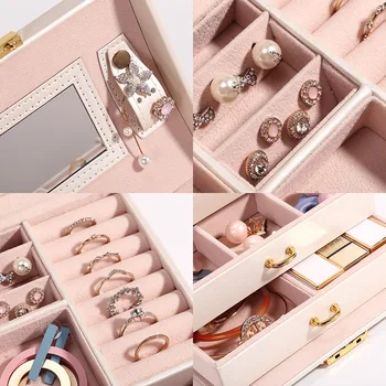Kórejský štýl, čerstvé a jednoduché prírodzenej prenosné šperky box náušnice, prsteň hodinky šperky ploche dokončovacie úložný box
