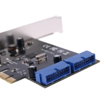 VL805 Chipset PCI Express Dual 20kolíkový Radiča USB 3.0 Karty PCI-e na Male Port Adaptéra Ploche rozširujúce Karty