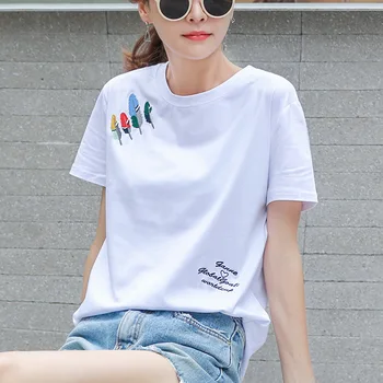 Vintage Kvetinový Grafické Tees Ženy Nadrozmerné Estetické Oblečenie 2019 Letné Topy Čistej Bavlny Streetwear Bežné Biele Tričká