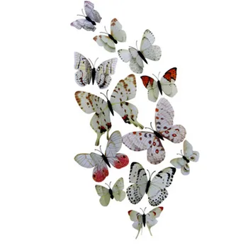 12x 3D Butterfly Stenu, Nálepky, Chladnička Magnet dvojvrstvové pierko motýľ magnetické nálepky chladnička dekor multicolors