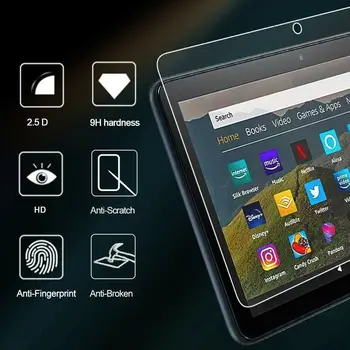 Tablet Tvrdeného Skla Screen Protector Kryt pre Amazon Fire HD 8 Plus 10. Gen 2020 Odolný Anti-odtlačkov prstov Ochranný Film