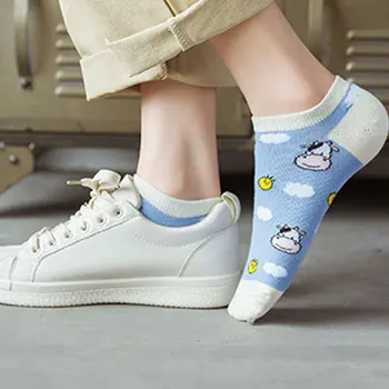 Členok Papuče Loď Ponožky Priedušná Zábavné Ulici Ponožky Japonský Štýl Pohodlie Roztomilý Pančuchový Tovar Bavlnené Ponožky Roztomilý Tlač Vajcia Vtákov