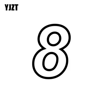 YJZT 11 CM*15.9 CM Vtipné Číslo 8 Vinylové kvalitné Auto Nálepky Dekorácie Odtlačkový Grafické Čierna/Strieborná C11-0788