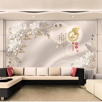 Beibehang Vlastné tapety 3d veľké fotografie graphers a bohaté biele porcelánové kvet diamantové šperky papier pozadí steny nástenná maľba