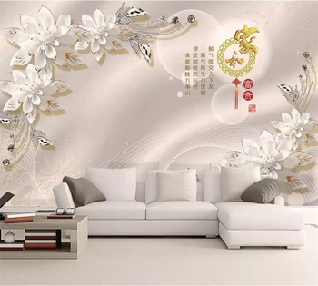 Beibehang Vlastné tapety 3d veľké fotografie graphers a bohaté biele porcelánové kvet diamantové šperky papier pozadí steny nástenná maľba