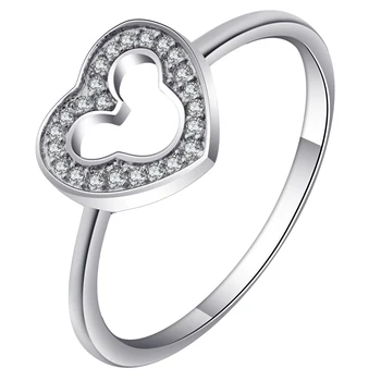 Romantický Strieborná Farba láska Srdce Prsteň Biele AAA Zirconia Prstene pre Ženy Svadobný sľub Šperky Distribúcia