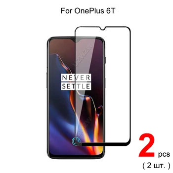 2 ks Pre OnePlus 6T Úplné Pokrytie Tvrdeného Skla Screen Protector Ochranné Sklo Stráže Film