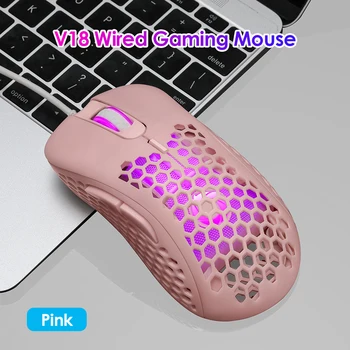 Úrad Notebook Myši Myš Pro Hráč USB Káblové pripojenie Hernej Myši 6400DPI 6 Tlačidlo Honeycomb Duté Ergonomický Dizajn Myši