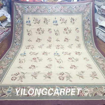 Yilong 9'x12' prispôsobené Aubusson koberec francúzskom kráľovskom vlna ručné koberec (Au18-9x12)