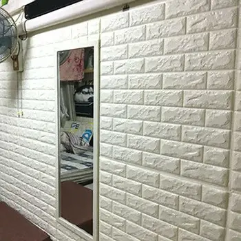3D Biely Kameň Tehla Stručný Vzor Textúrou PE Pena Tapety samolepiace 60X60cm Izba Kuchyňa Samolepky na Stenu Domova