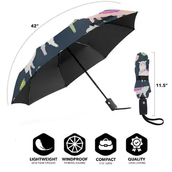 Automatický Dáždnik Dážď Ženy Troch-skladací Dáždnik Lama A Kaktus Vetru Dáždnik Žena Nepremokavé parasol