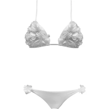 Európa a Amerika Sexy Visí na Krku Petal Bikini Set Dámske jednofarebné Bielizeň Bez Ocele Podporu Podprsenku