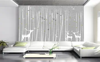 3D tapety vlastné nástenné netkaných tapiet Abstraktné ručne maľované v jeleň lesný pozadí na stenu