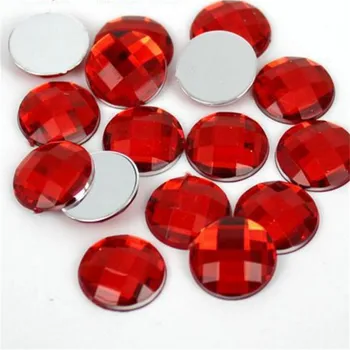 6-30 MM DIY Bling Červená Farba Kolo Mreže Tvárou Akryl Kamienkami Flatback Akryl Kameň pre Ručné Remeslá Umelecké Dekorácie