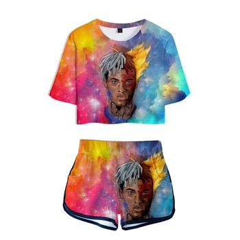 Ventilátor 2019 Nové Xxxtentacion a Lil Peep Ženy, Dva Kusy Sady T-Shirt DJ Cole Oxxxymiron Zábavné Cool Tričko s krátkym Rukávom a krátke nohavice