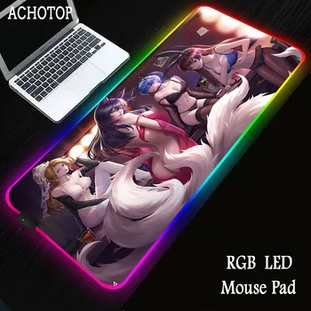 Sexy Anime Dievča Mouse mat RGB Gaming Mouse Pad 300*900*3/4 mm USB, Drôtová LED RGB Farebné Osvetlenie Gaming mousepad hráč stôl mat