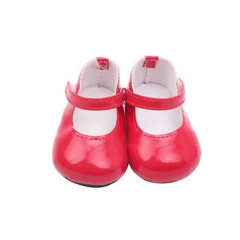 Bábika Topánky zmluvne kolo hlavy, červené kožené topánky fit 18-palcové Dievča bábiky a 43 cm baby doll hračka príslušenstvo s107