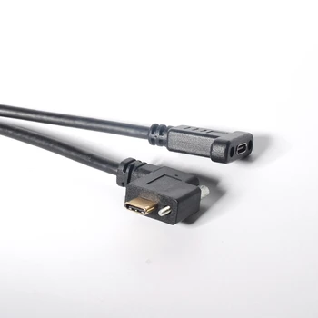 USB C Predlžovací Kábel Typu C Extender, Jednu Skrutku Zamykanie USB 3.1 Typ-C Mužov a Žien 90 Stupňov vľavo a vpravo USB C Kábel