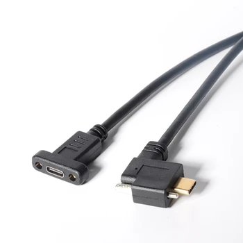 USB C Predlžovací Kábel Typu C Extender, Jednu Skrutku Zamykanie USB 3.1 Typ-C Mužov a Žien 90 Stupňov vľavo a vpravo USB C Kábel