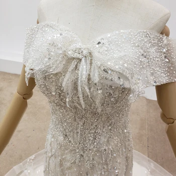 HTL1414 svadobné šaty loď krku, ramena morská víla svadobné šaty 2020 Zips späť свадебное платье русалка