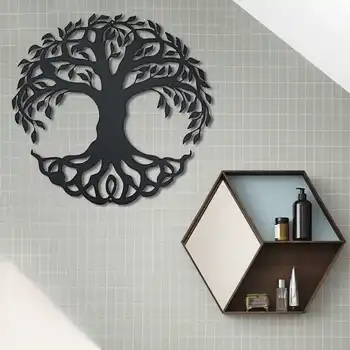 3D Okrúhle Nástenné Závesné Dekorácie Strom Života Kovová Socha, Ornament Domov Izba Železa 60 cm Strom Dekorácie Visí Ozdoby
