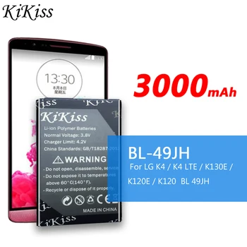 KiKiss Telefón Nabíjateľná Batéria 3000mAh BL-49JH Pre LG K4 / K4 LTE / K130E / K120E / K120 BL 49JH Náhradné Batérie