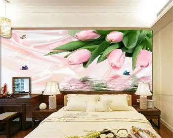 Beibehang tapety na steny 3 d Módne kvety vody tulipány pozadí steny tapety abstraktných de parede foto tapety nástenná maľba