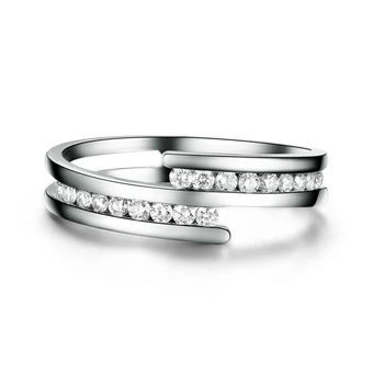 ZOCAI Nový Príchod prírodného diamantu 0.25 ct v celkovej 18K biele zlato, diamant svadobné ženy krúžok jemné šperky Q00954A